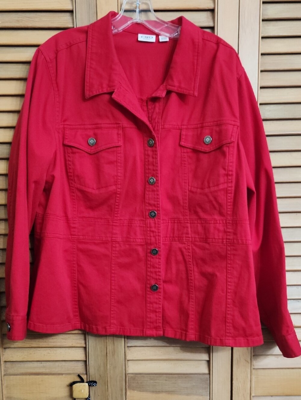 Cato Red Button-Front Jean Jacket - Picture 8 of 11